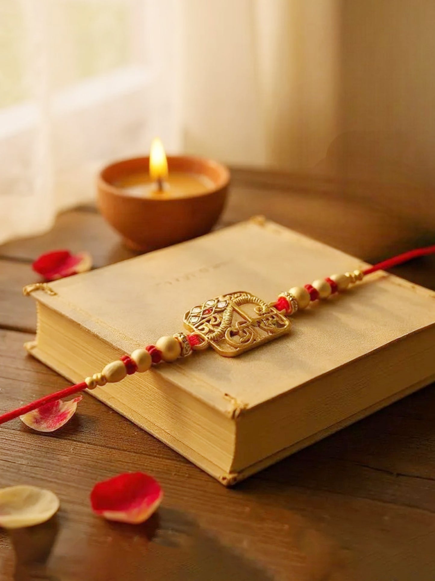 Gold Plated Religious Rakhi - Rakshabandhan Jai Shri Ram Design Rakhee for Bhaiya/Bhabhi - Pack of 1