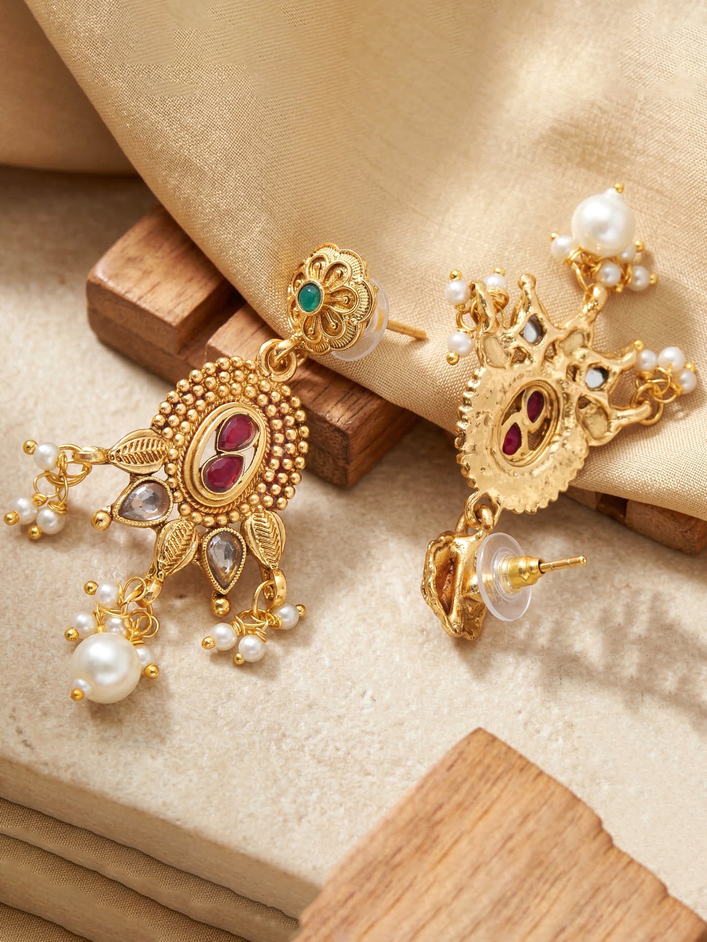Lucky Jewellery Gold-Plated Ruby & Green Color Choker Set with Tikka (866-G2SR-005-RG)