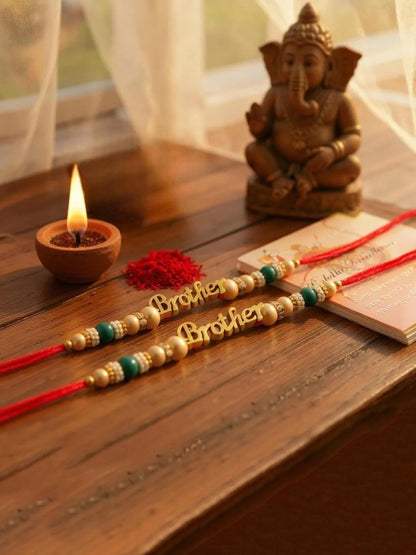 Lucky Jewellery Designer Bhaia Rakhi - Rakshabandhan Pearl Rakhee Bracelet for Brother/Bhaiya/Bhai/Bhabhi Pack of 4 (100-CHR1-196465-4)