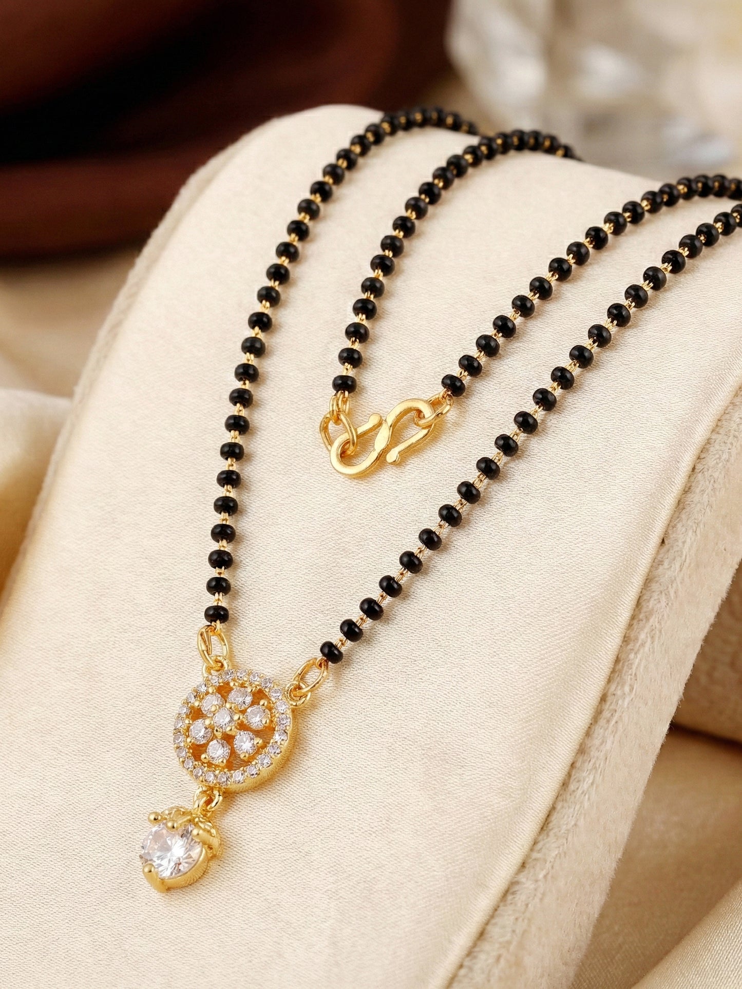 Lucky Jewellery AD Floral Drop Mangalsutra for Women (285-S8MS-2190)