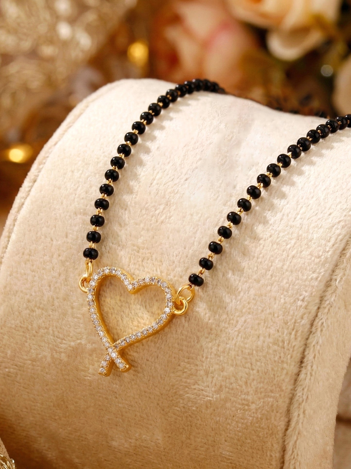 Lucky Jewellery AD Heart Mangalsutra for Women (292-S8MS-2191)