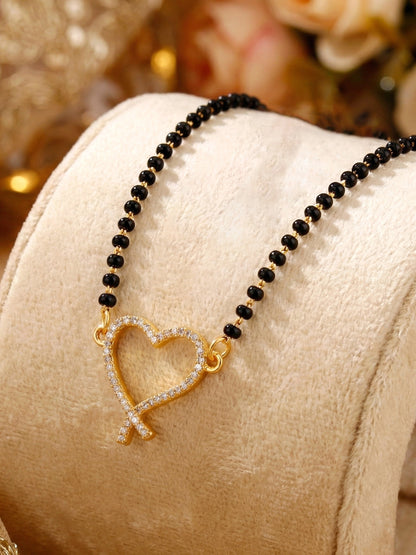 Lucky Jewellery AD Heart Mangalsutra for Women (292-S8MS-2191)