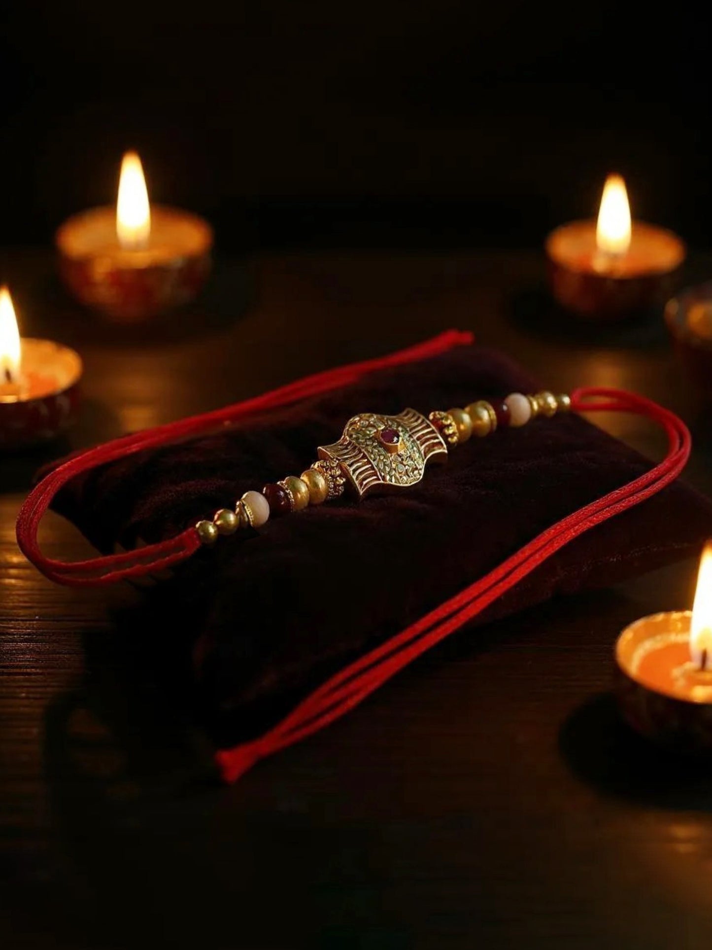 Gold Plated Meenakari Rakhi - Rakshabandhan Beads Rakhee for Brother/Bhaiya/Bhai/Bhabhi Pack of 1