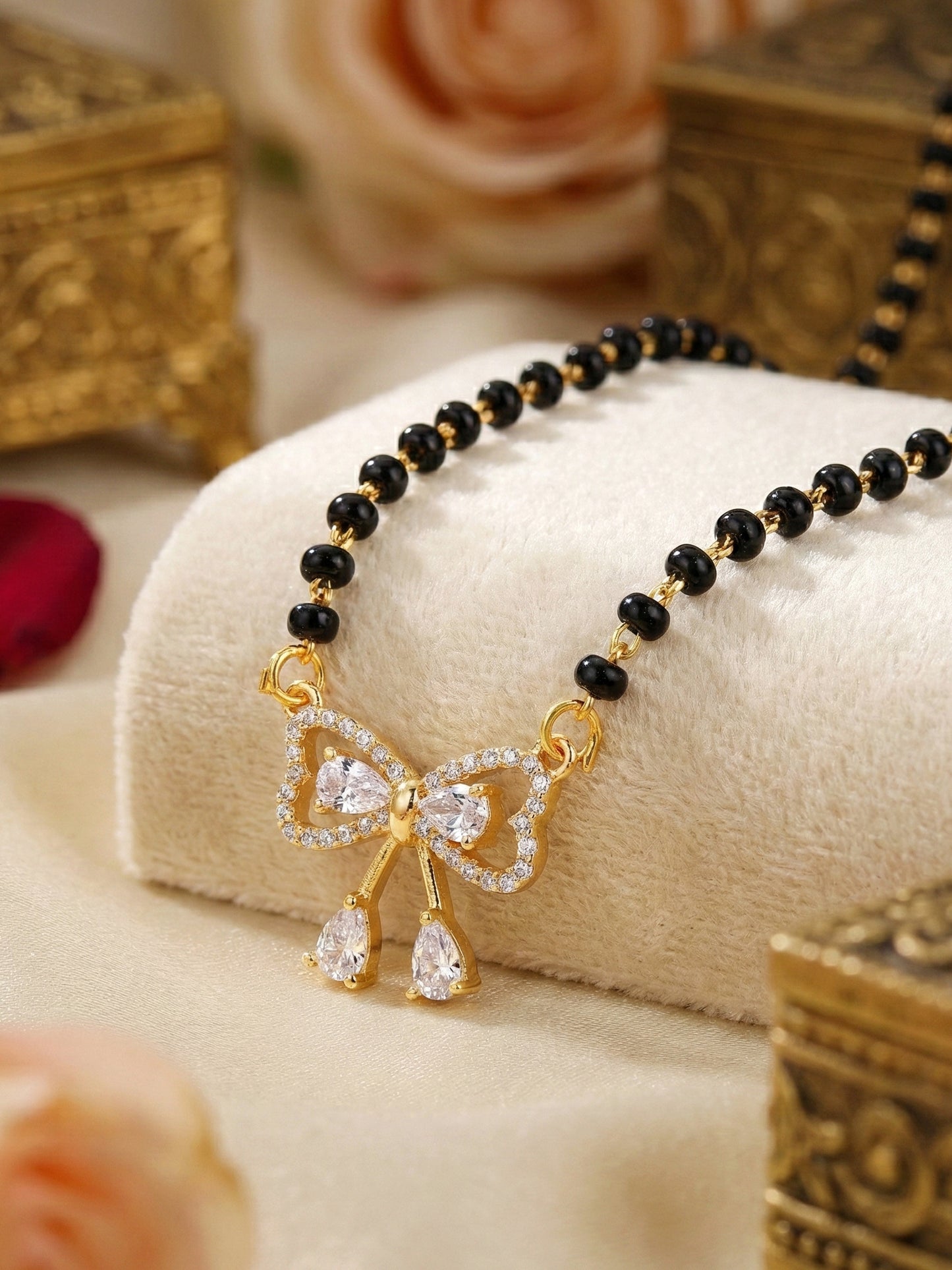Lucky Jewellery AD Bow Mangalsutra for Women (315-S8MS-2192)