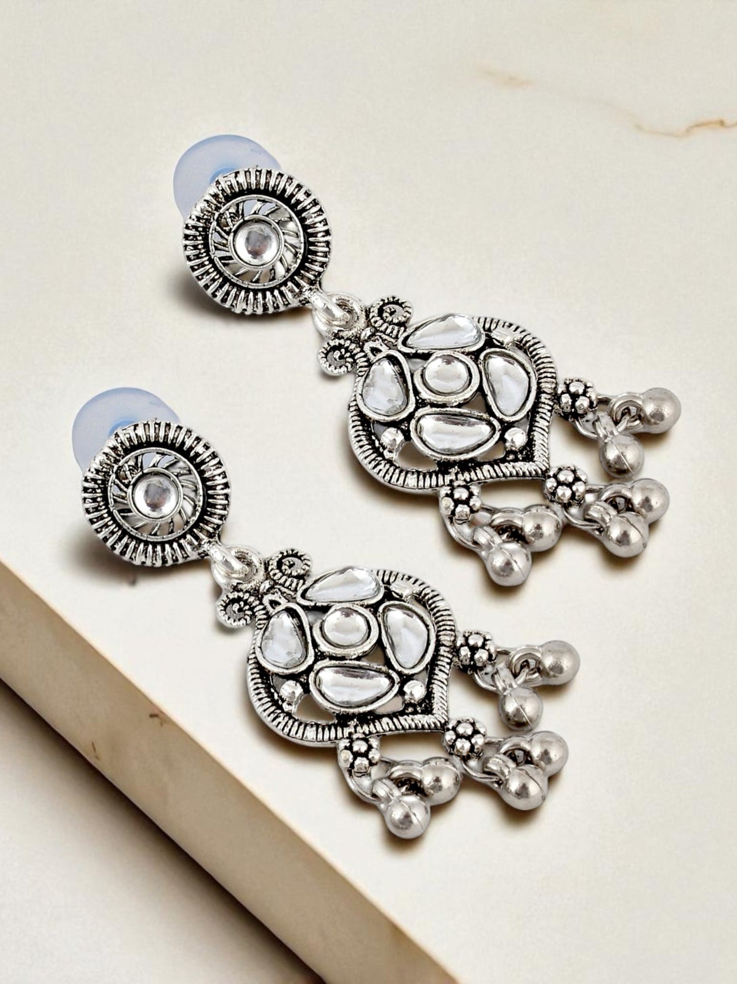 Oxidised Silver Plating Navratri Festival Jewellery Necklace Set with Earrings