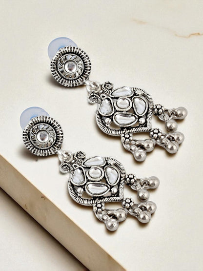 Oxidised Silver Plating Navratri Festival Jewellery Necklace Set with Earrings