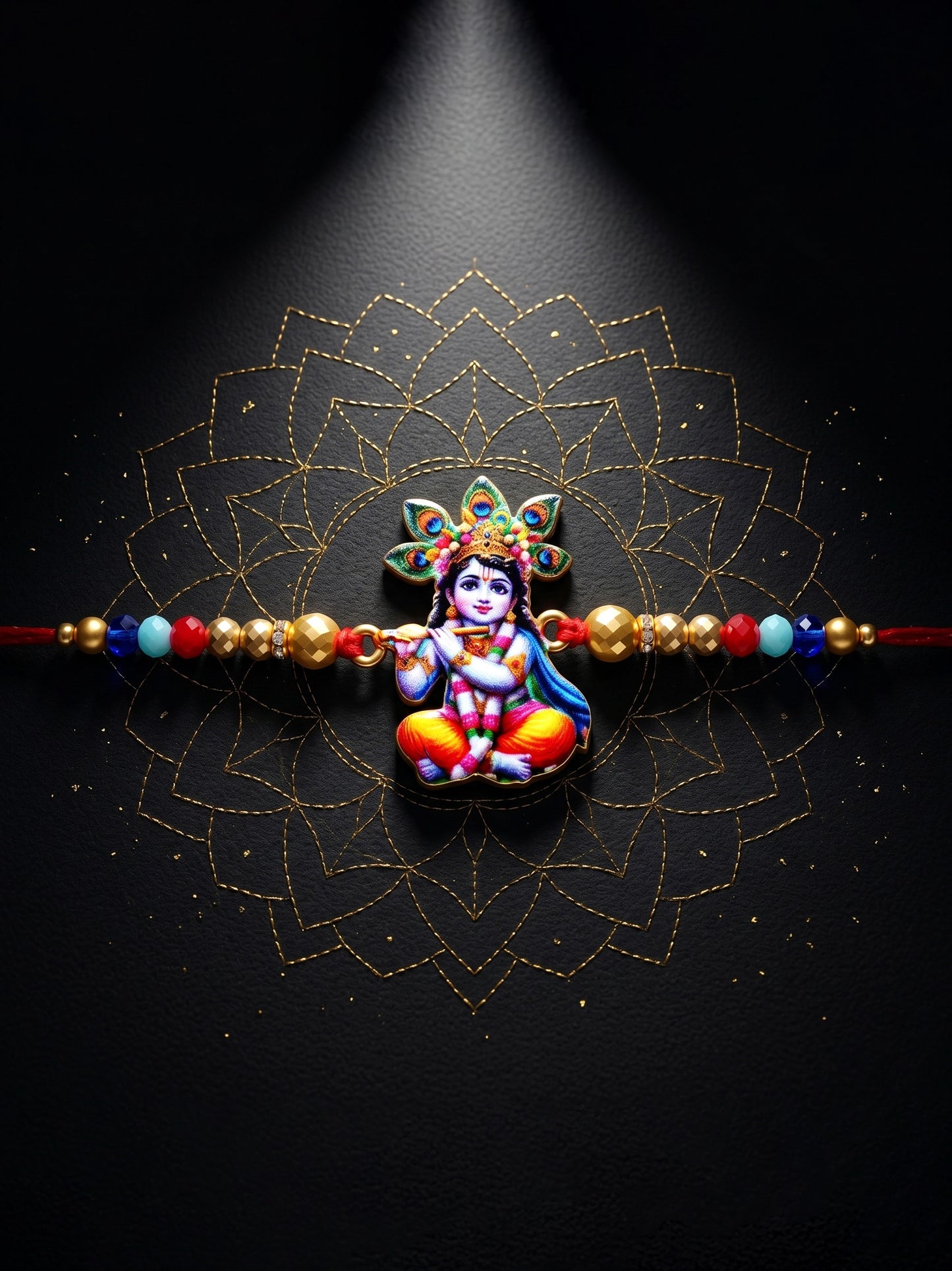 Spiritual Little Krishna Beaded Rakhi Set For Raksha Bandhan (84-S5R1-JCP0323)