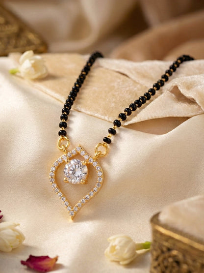 Lucky Jewellery AD Leaf Mangalsutra for Women (282-S8MS-2189)