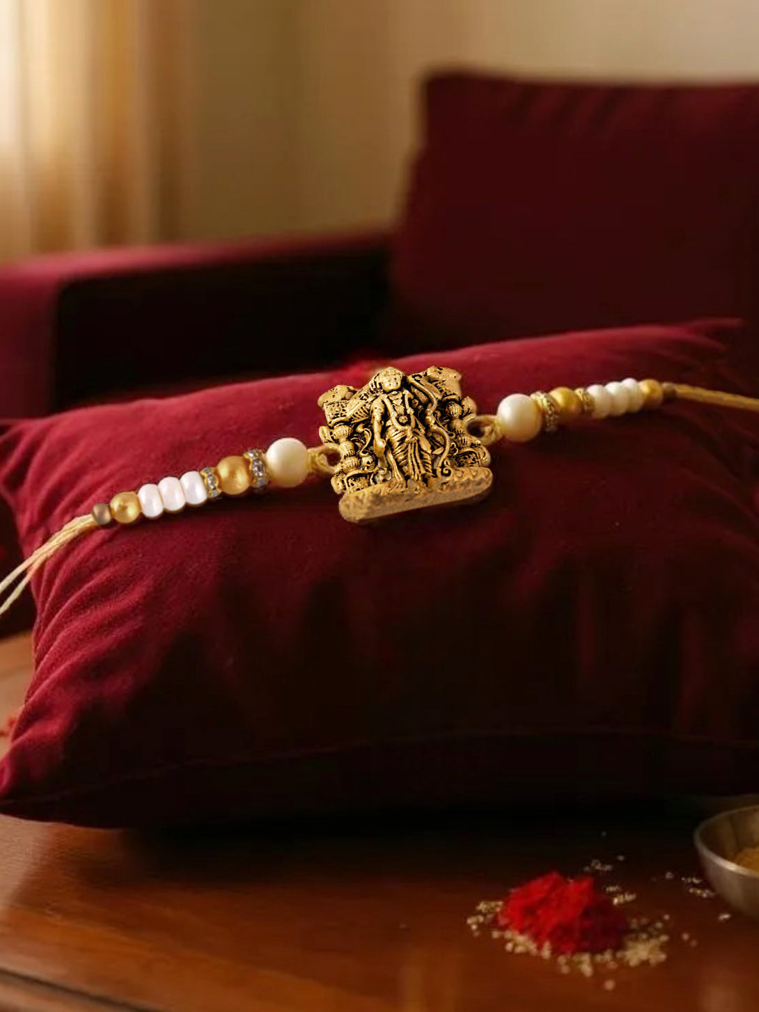 Gold Plated Religious Rakhi Rakshabandhan Lord Ram Design Rakhee for Bhaiya/Bhabhi Pack of 1