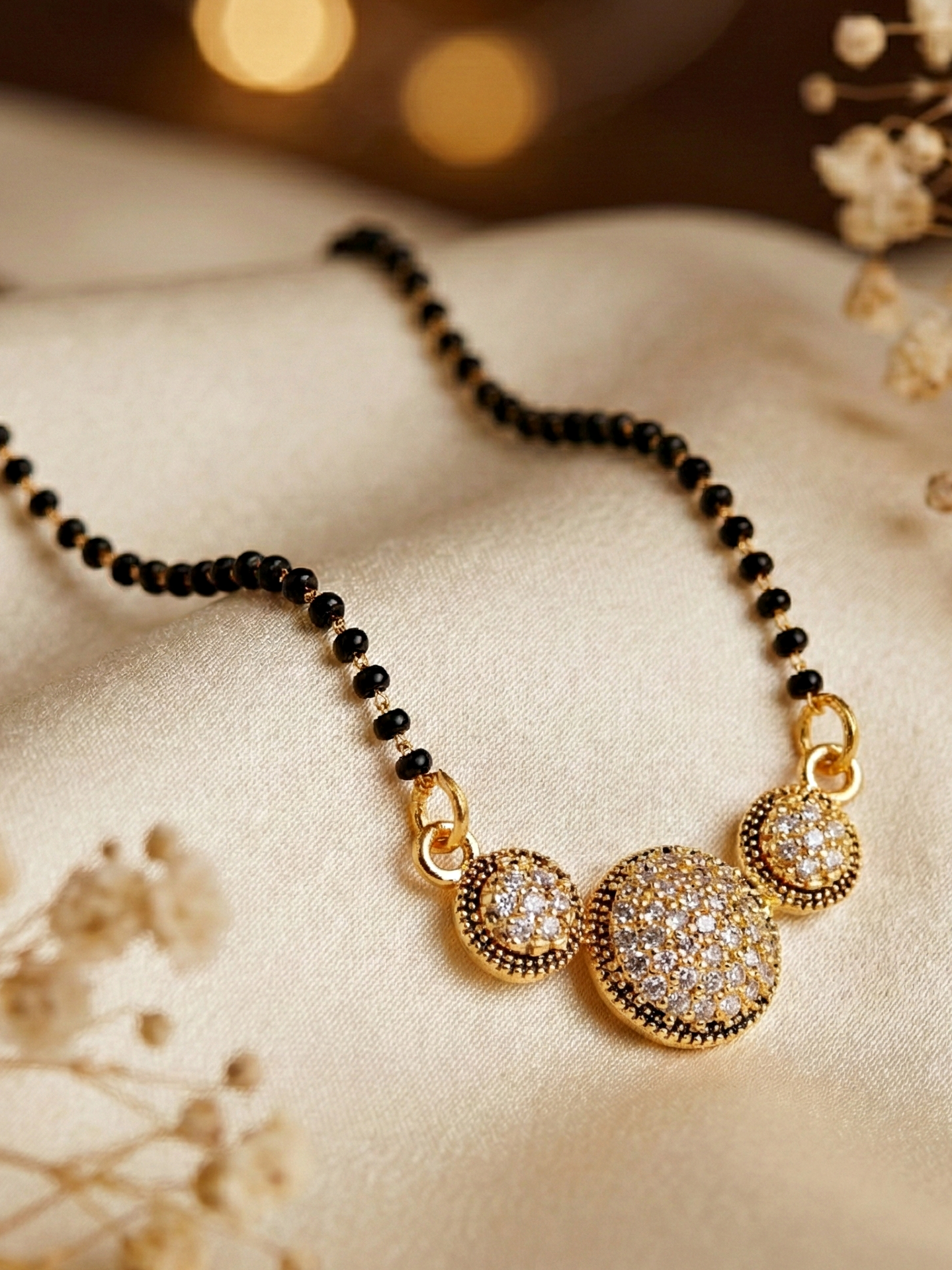 Lucky Jewellery AD Circle Mangalsutra for Women (328-S8MS-2195)