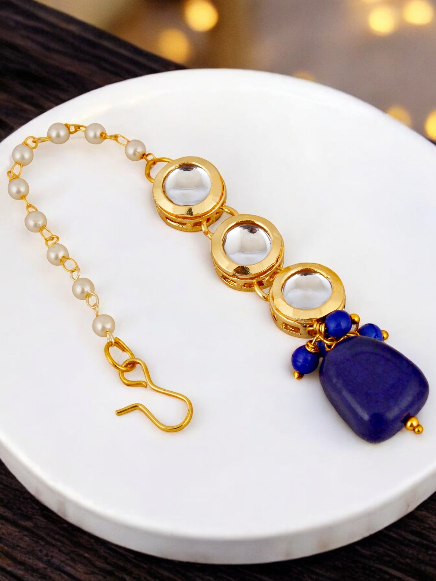 18K Gold-Plated Kundan Choker Necklace Set for Women & Girls (744-J5SK-1683-B)