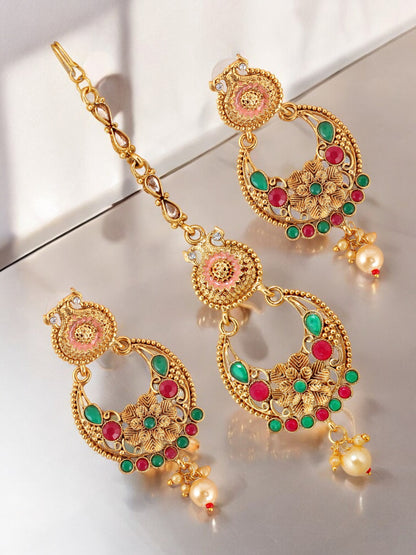 Gold-Plated Meenakari Choker Necklace Set Traditional Jewelry for Women & Girls (759-G2SR-003-MT)