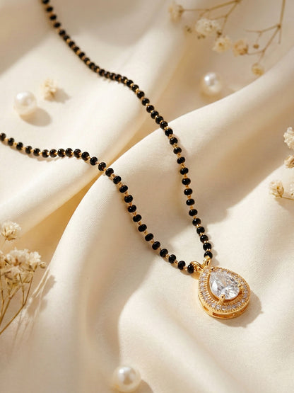 Lucky Jewellery White Stone AD Mangalsutra for Women (113-CHMS-1279-W)