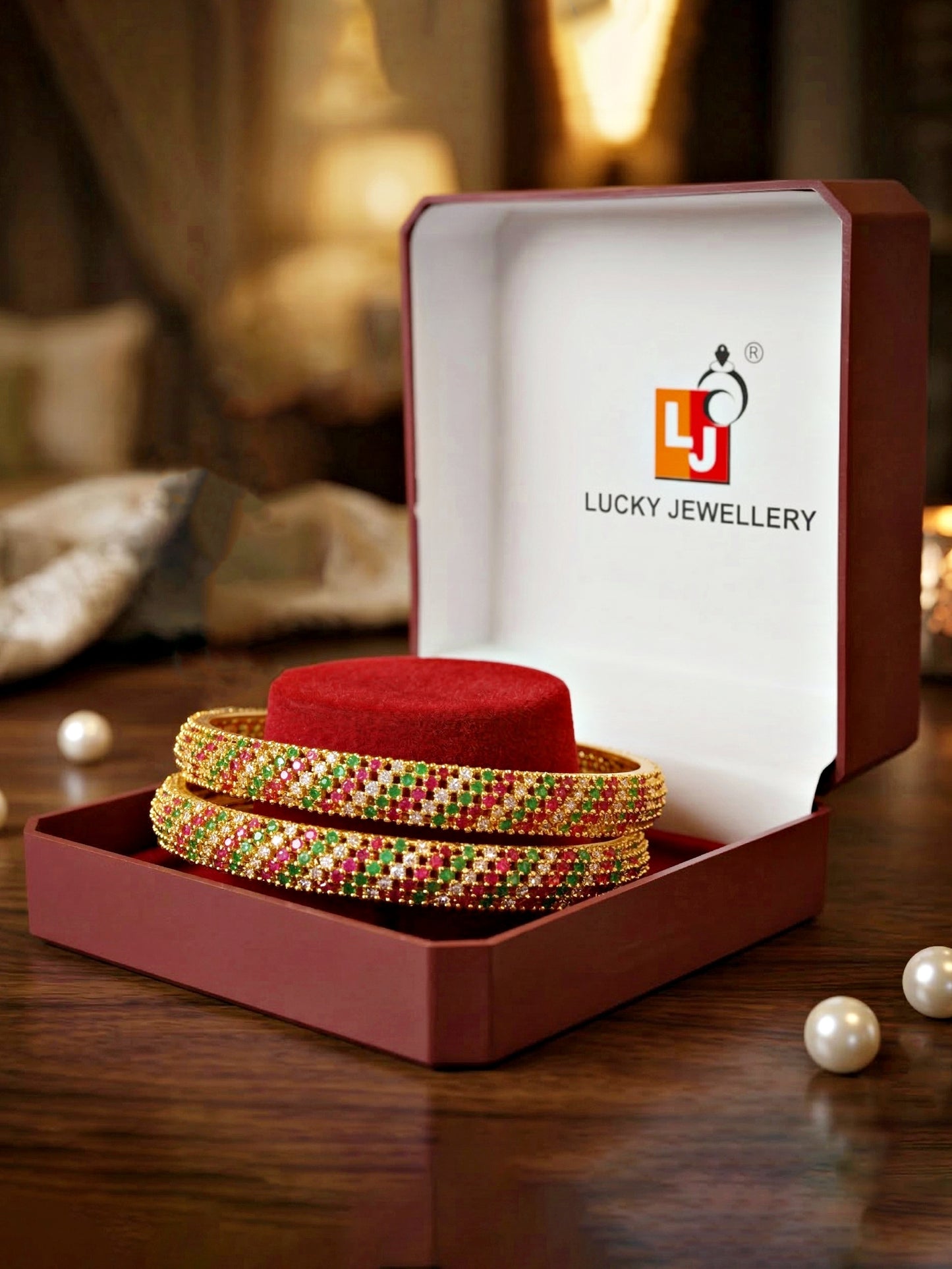 Gold-Plated Multi Color AD Stone Bangle (1356-C1BG-2223-2)