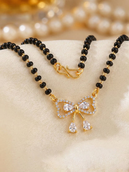 Lucky Jewellery AD Bow Mangalsutra for Women (315-S8MS-2192)
