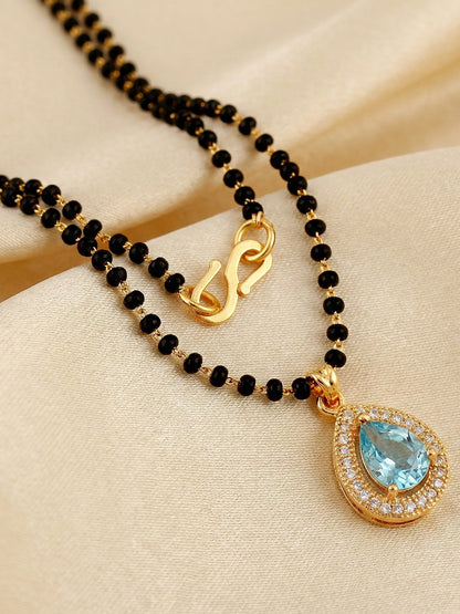 Lucky Jewellery Blue Stone AD Mangalsutra for Women (113-CHMS-1279-F)
