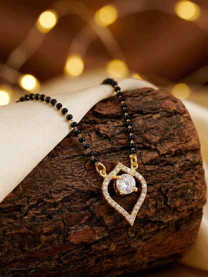 Lucky Jewellery AD Leaf Mangalsutra for Women (282-S8MS-2189)