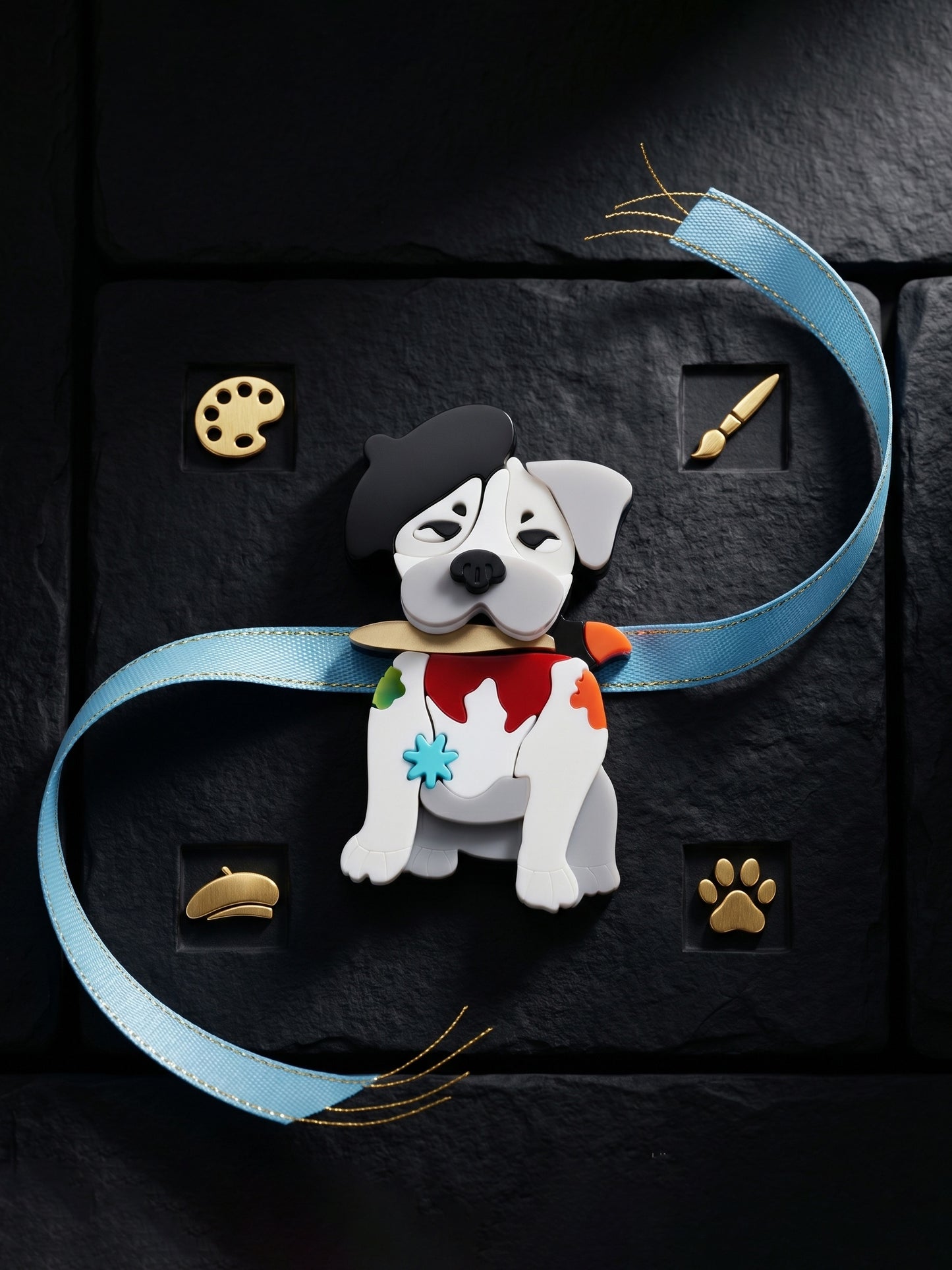 Kids Rakhi for Little Brother, Cute Cartoon Dog Acrylic Charm on Soft Blue Ribbon, Roli, Chawal (425-CHR1-1194-1-2026)