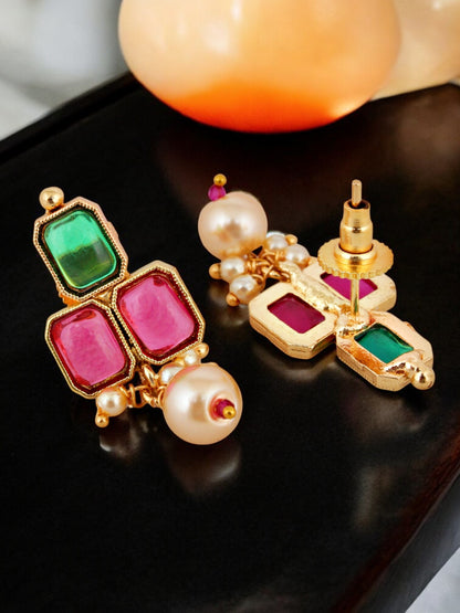 Gold Plated Choker Necklace Set with Earrings for Women & Girls