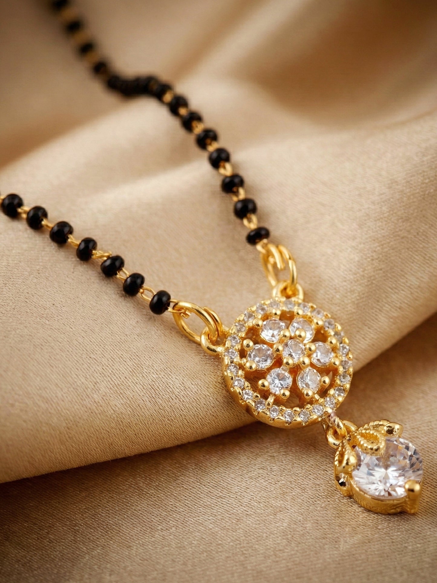 Lucky Jewellery AD Floral Drop Mangalsutra for Women (285-S8MS-2190)