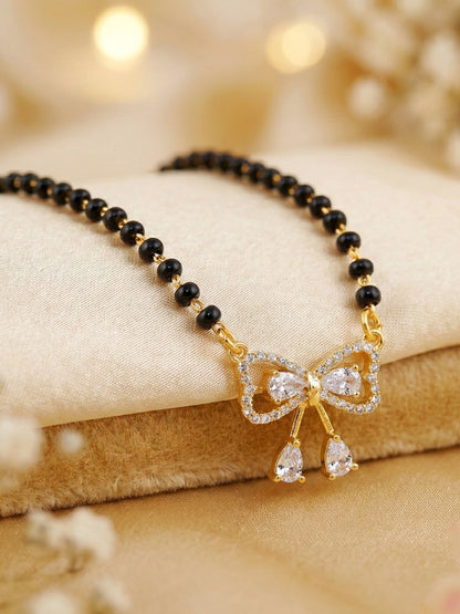 Lucky Jewellery AD Bow Mangalsutra for Women (315-S8MS-2192)