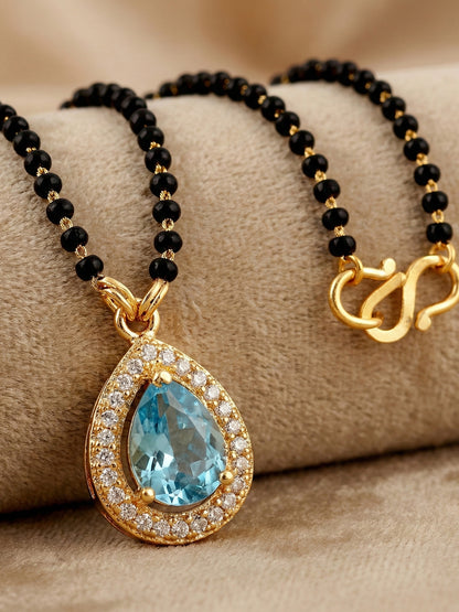 Lucky Jewellery Blue Stone AD Mangalsutra for Women (113-CHMS-1279-F)