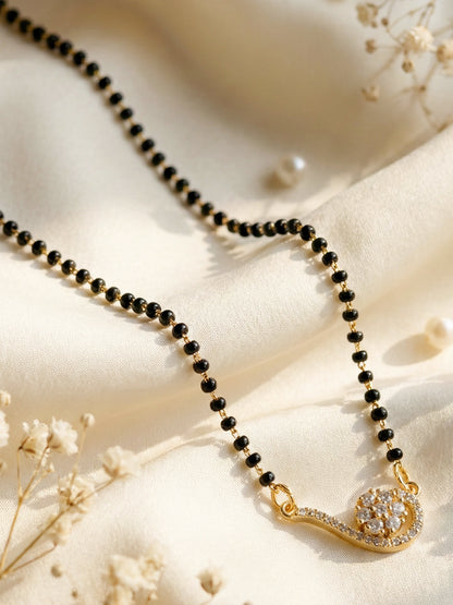 Lucky Jewellery AD Floral Gold Mangalsutra for Women (246-S8MS-2187)