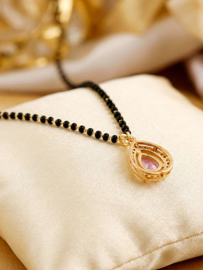 Lucky Jewellery Pink Stone AD Mangalsutra for Women (113-CHMS-1279-PK)