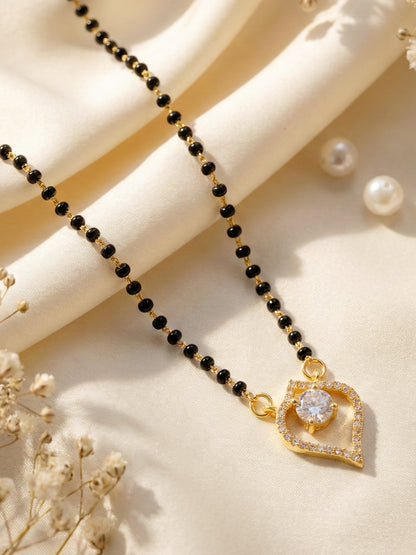 Lucky Jewellery AD Leaf Mangalsutra for Women (282-S8MS-2189)