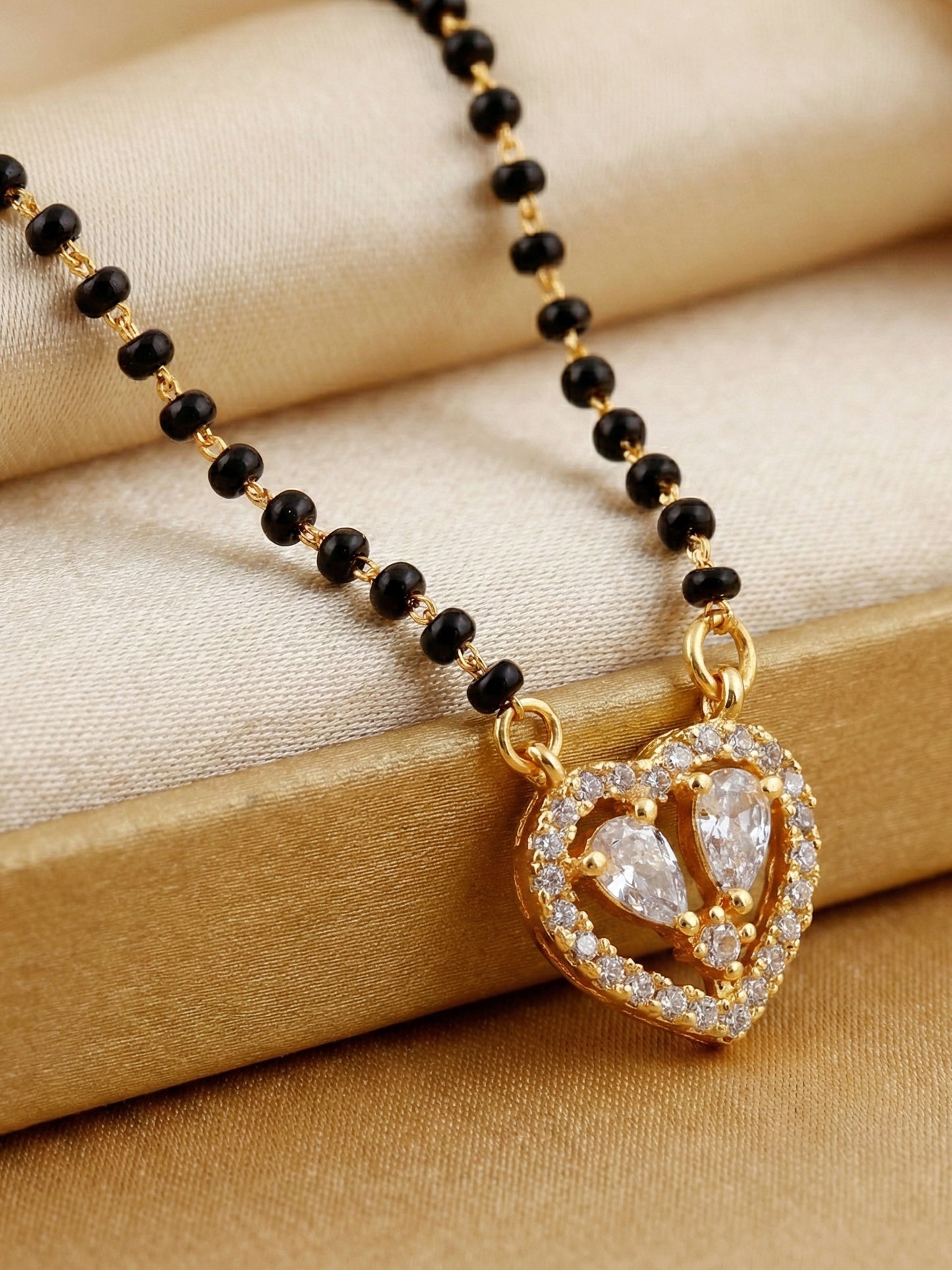 Lucky Jewellery AD Heart Mangalsutra for Women (259-S8MS-2188)