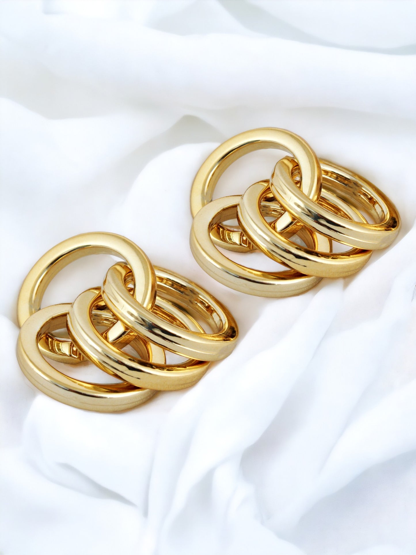 18k Gold Plated Circle Link Earring With Multiple Rings Earrings For Girls & Women