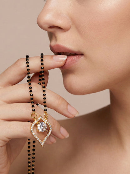 Lucky Jewellery AD Leaf Mangalsutra for Women (282-S8MS-2189)