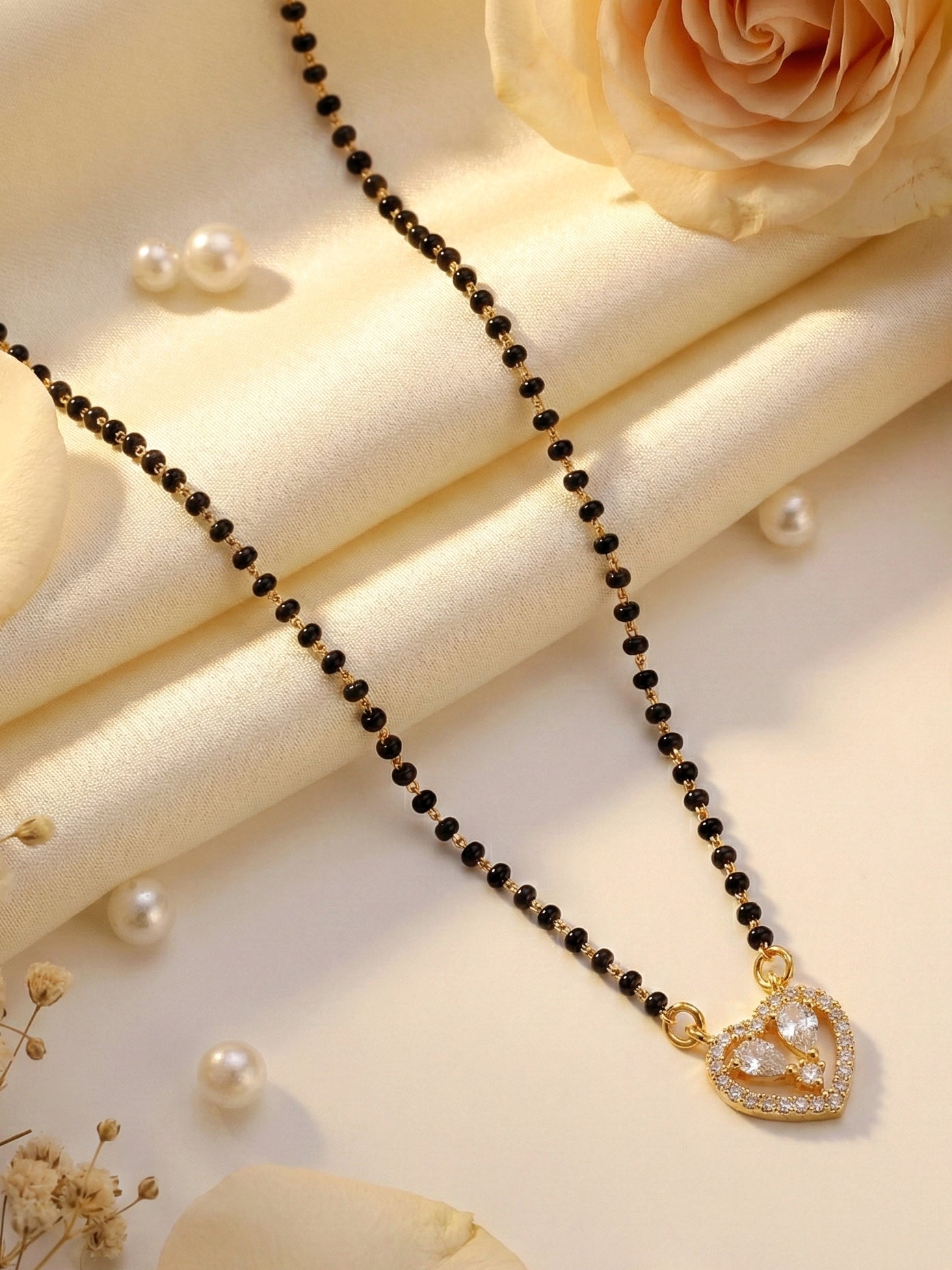Lucky Jewellery AD Heart Mangalsutra for Women (259-S8MS-2188)