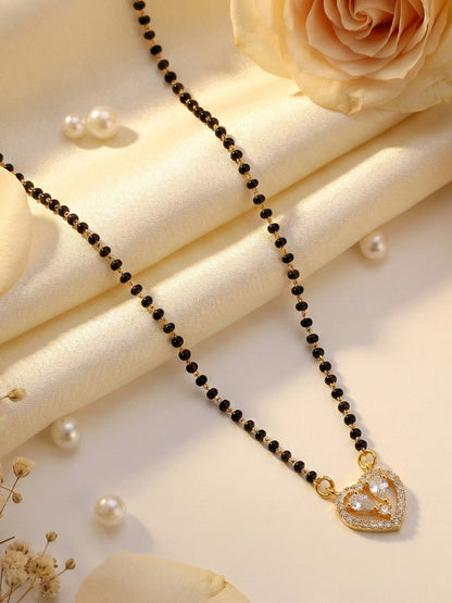 Lucky Jewellery AD Heart Mangalsutra for Women (259-S8MS-2188)