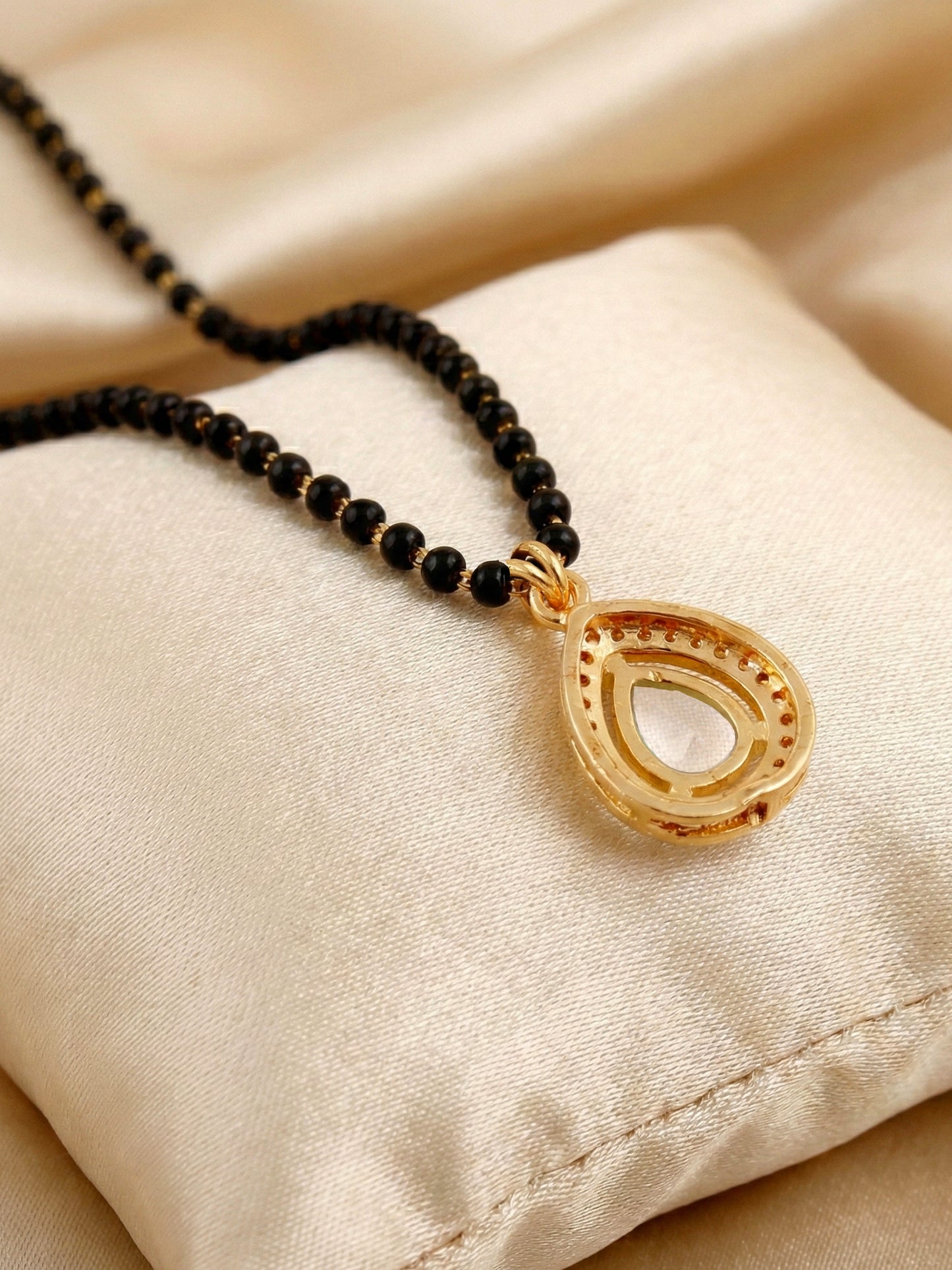 Lucky Jewellery White Stone AD Mangalsutra for Women (113-CHMS-1279-W)