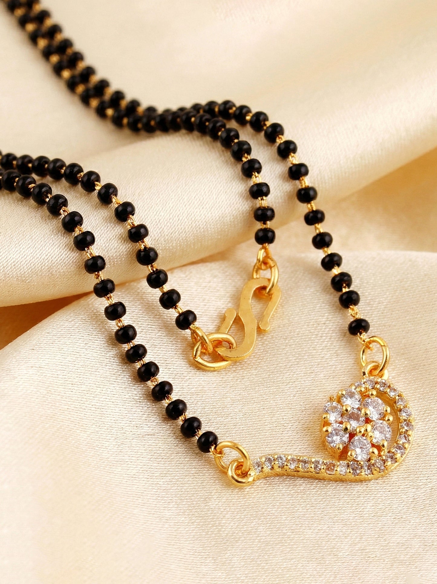 Lucky Jewellery AD Floral Gold Mangalsutra for Women (246-S8MS-2187)