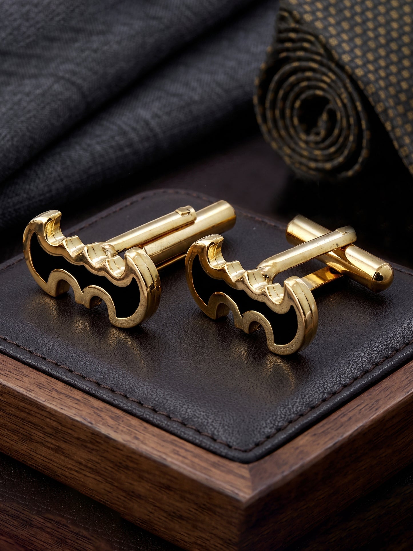Lucky Jewellery Unique Men Jewelry Gold Plated Sleeve Button Formal Cuff Button Wedding Shirt Button, Suit, Blazer Cufflinks Pair Gift Set for Men (330-M4C54-A5521)