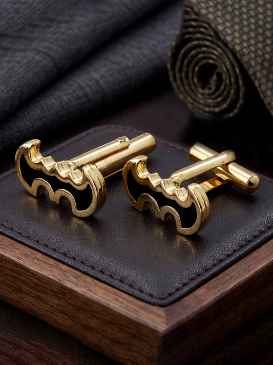 Lucky Jewellery Unique Men Jewelry Gold Plated Sleeve Button Formal Cuff Button Wedding Shirt Button, Suit, Blazer Cufflinks Pair Gift Set for Men (330-M4C54-A5521)