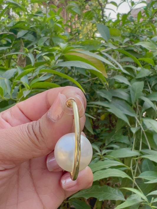 Pearl Semi Hoop Dangle Earrings For Girls & Women