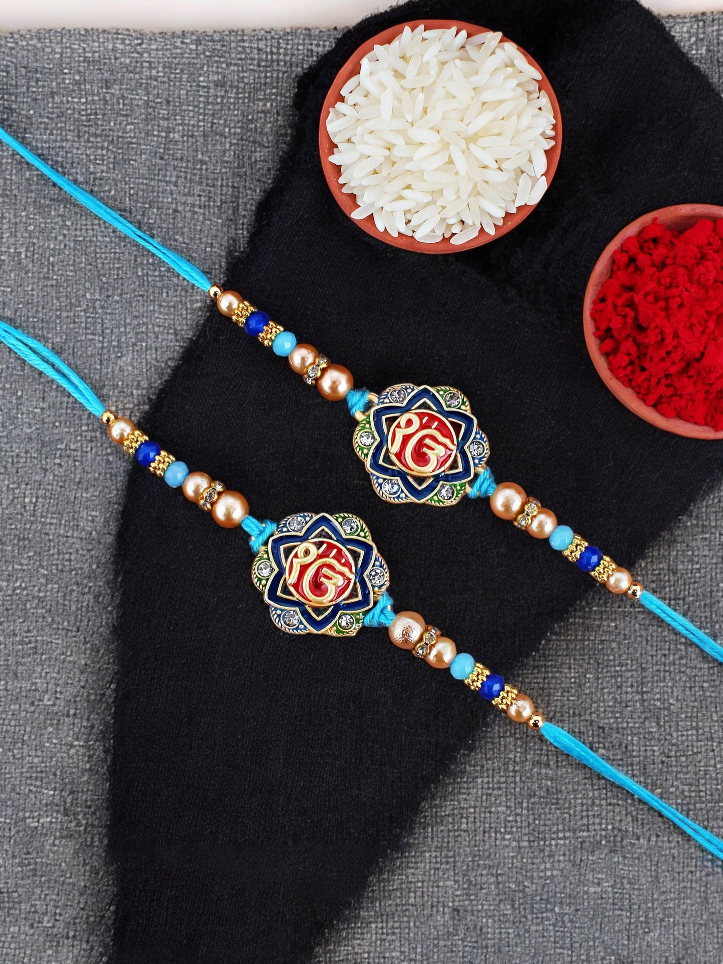 Lucky Jewellery Designer Meena Religious Rakhi - Rakshabandhan Ik Onkar Sardar Sikh Rakhee Bracelet for Brother Bhaiya Bhai Bhabhi - Pack of 2 (136-S5R1-2957L-2)